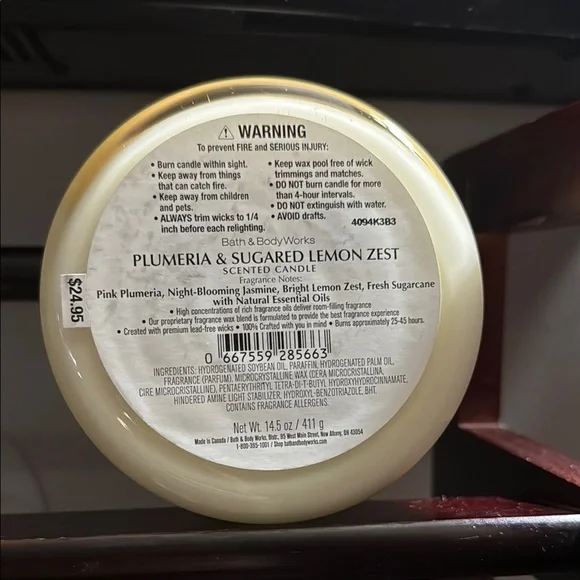 Bath & Body Works Plumeria Sugared Lemon Zest Candle - Picture 3 of 3
